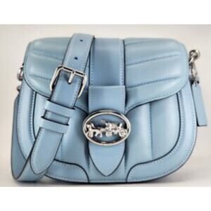 Coach Georgie Puffer Crossbody Saddle Bag Waterfall Blue